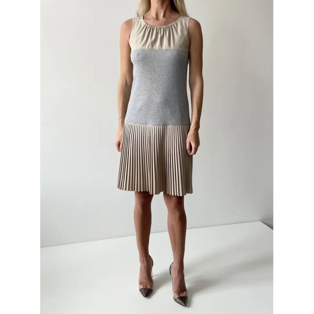 Fabiana Filippi Italy Womens Dress‎ Crepe Cotton Poplin Shift Pleated Size S